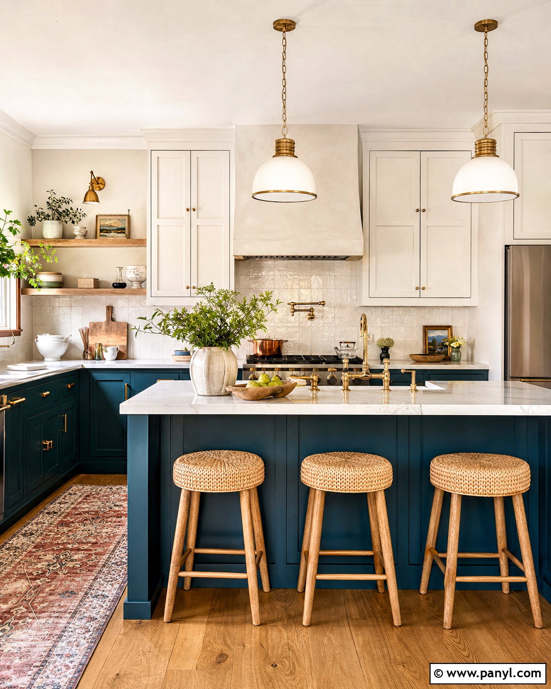 Deep Teal And Warm White Farmhouse Kitchen - 20 farmhouse kitchen color scheme ideas