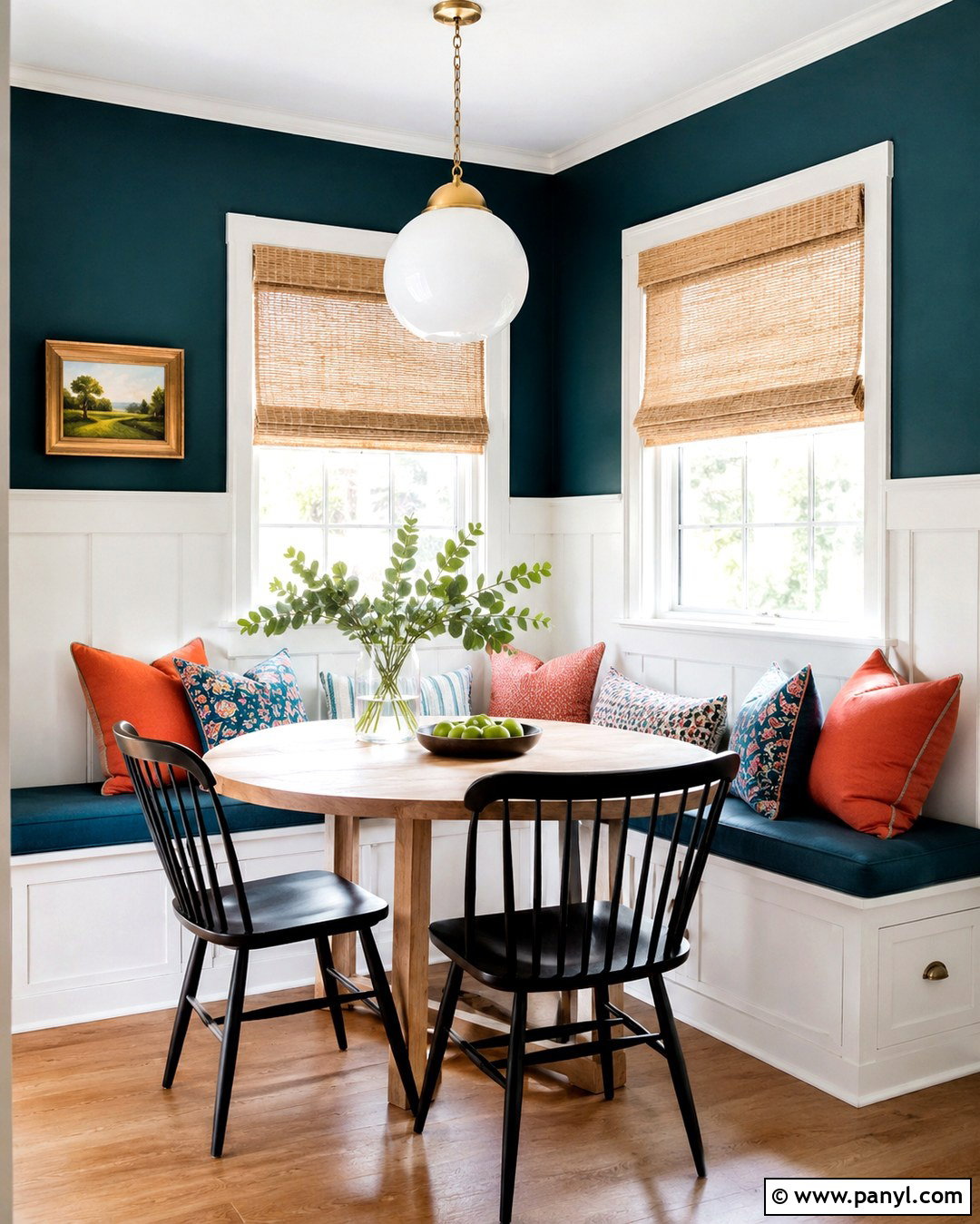 Deep Teal And White Breakfast Nook Walls - 20 Two Tone Walls Dark On Top Ideas