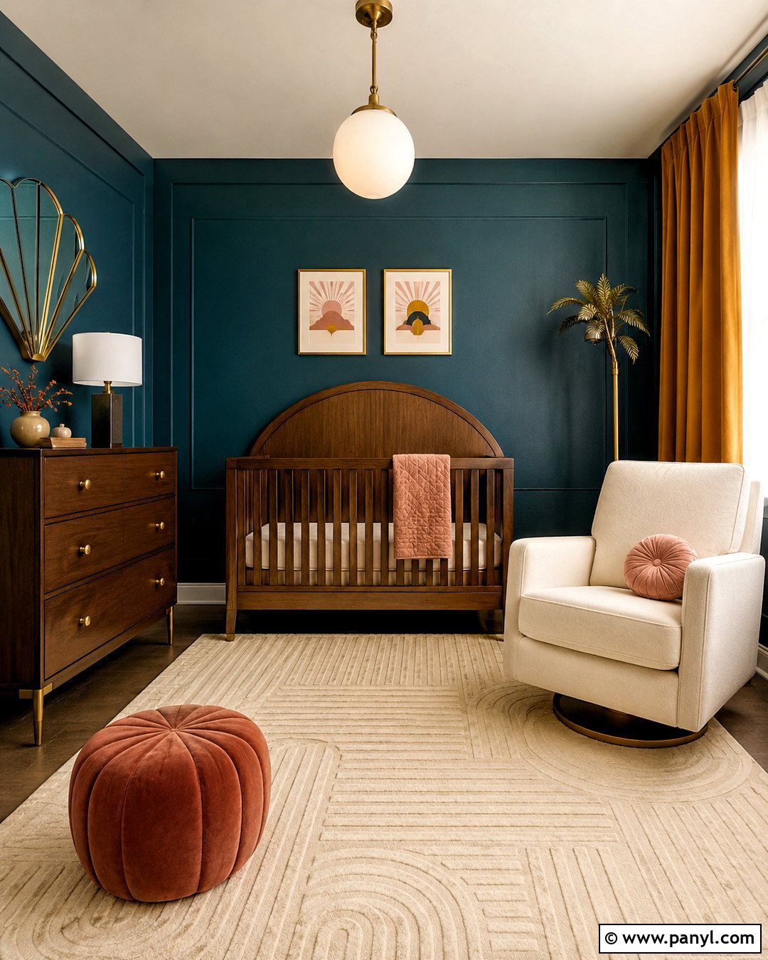 Deep Teal Art Deco Nursery - 20 dark baby nursery ideas