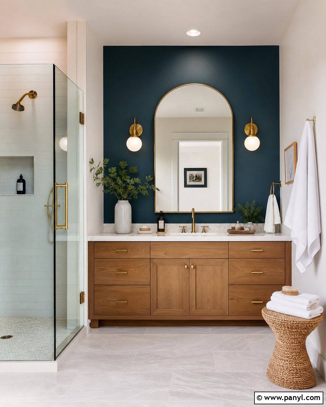Deep Teal Bathroom Accent Wall - 30 dark accent walls