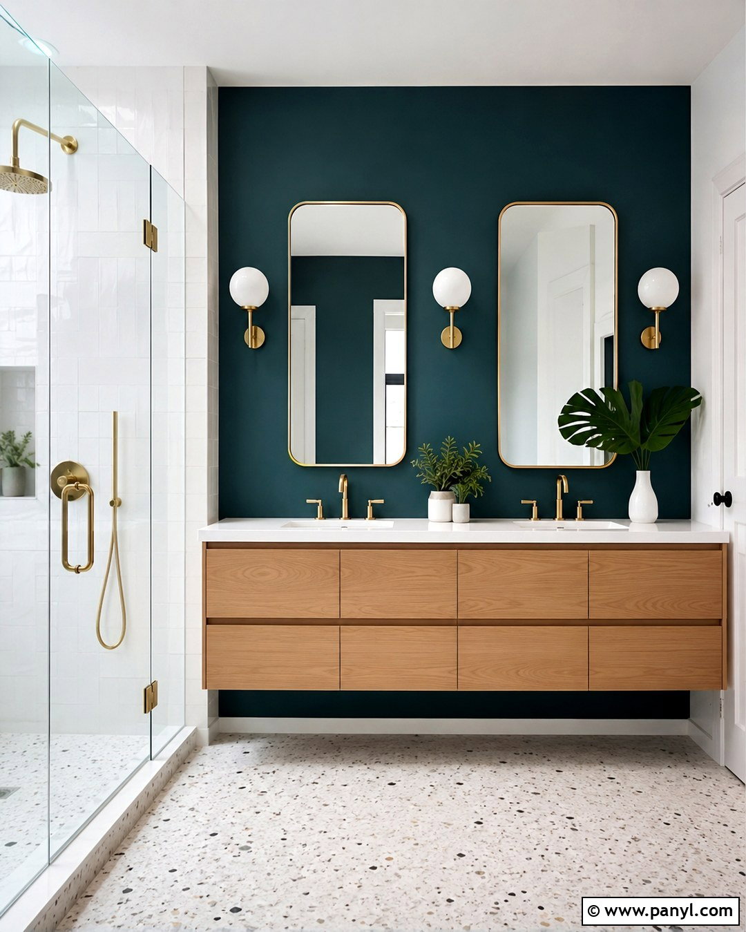 Deep Teal Bathroom Wall - 20 One Wall Painted Bathroom Ideas