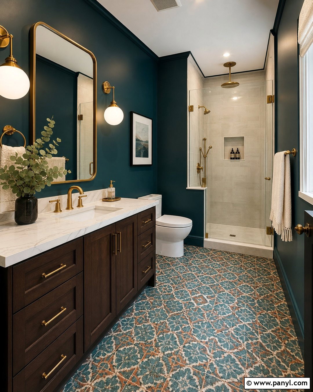 Deep Teal Bathroom Walls - 25 Painted Walls Bathroom Ideas