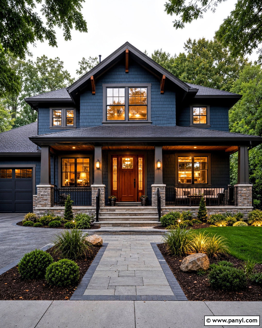 Deep Teal Blue Exterior With Bronze Accents - 20 dark blue exterior house colors