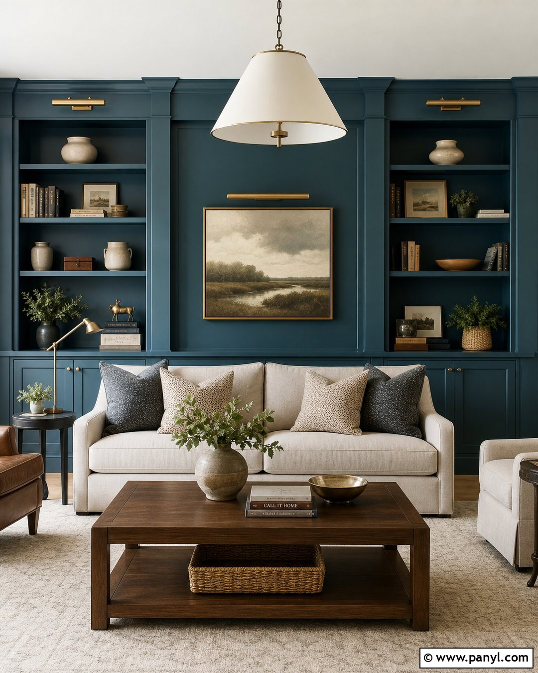 Deep Teal Built In Feature Wall - 30 Feature Wall Paint Ideas