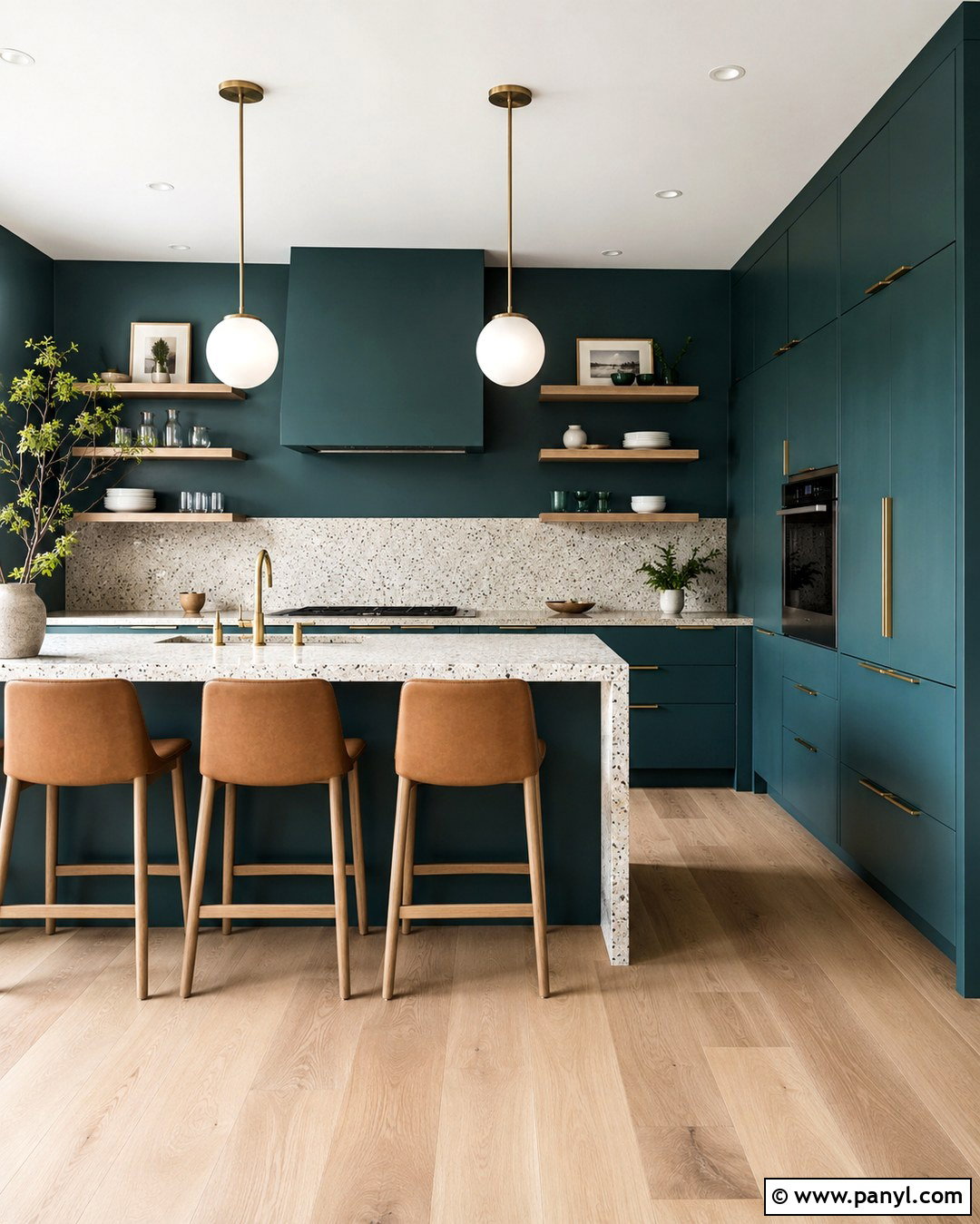 Deep Teal Cabinets Matching Teal Walls - 20 Cabinets Matching Wall Color Ideas