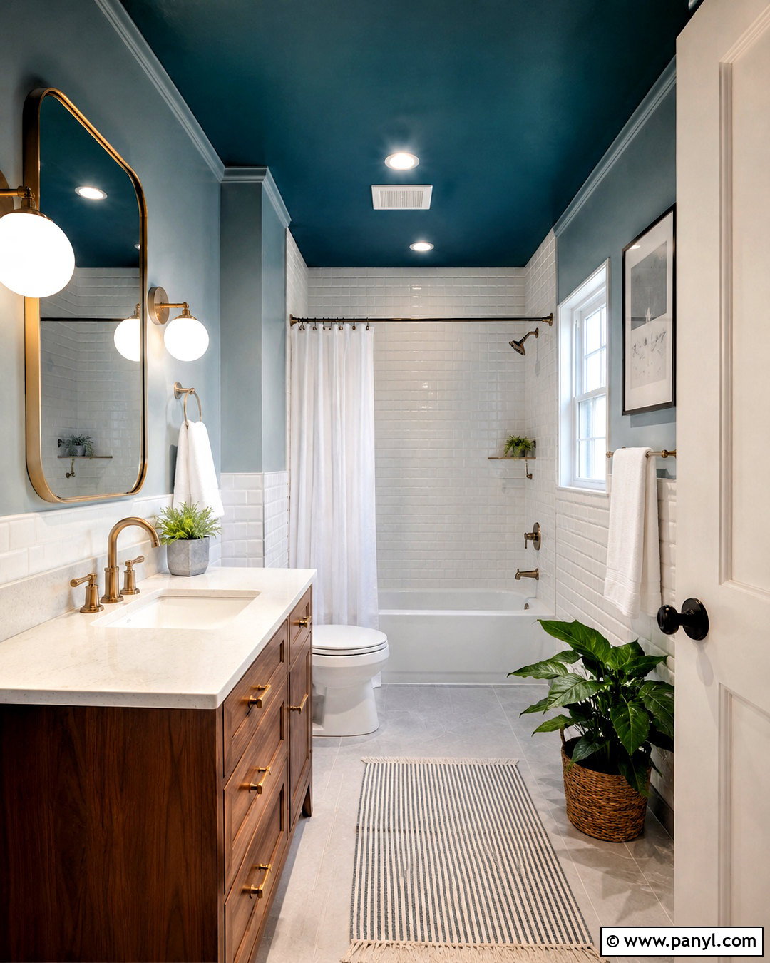 Deep Teal Ceiling Bathroom - 20 dark painted ceiling ideas