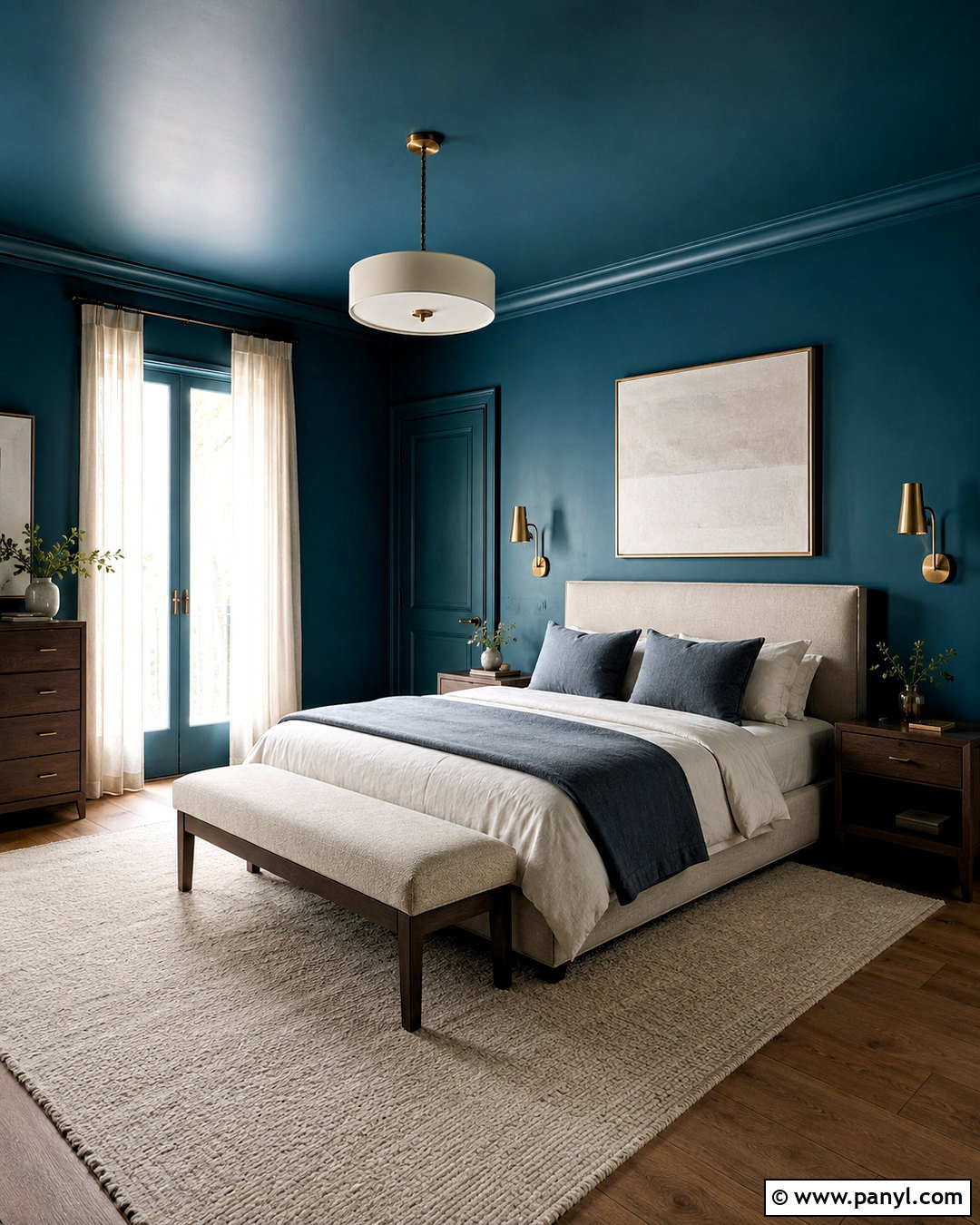 Deep Teal Color Drenched Bedroom - 20 deep teal bedroom ideas