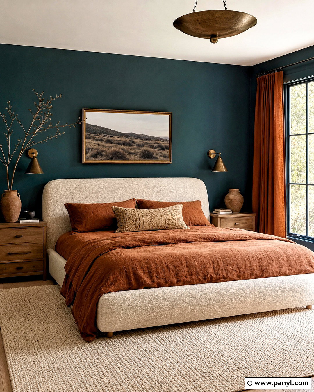 Deep Teal Cream And Rust Bedroom - 20 deep teal color palette ideas