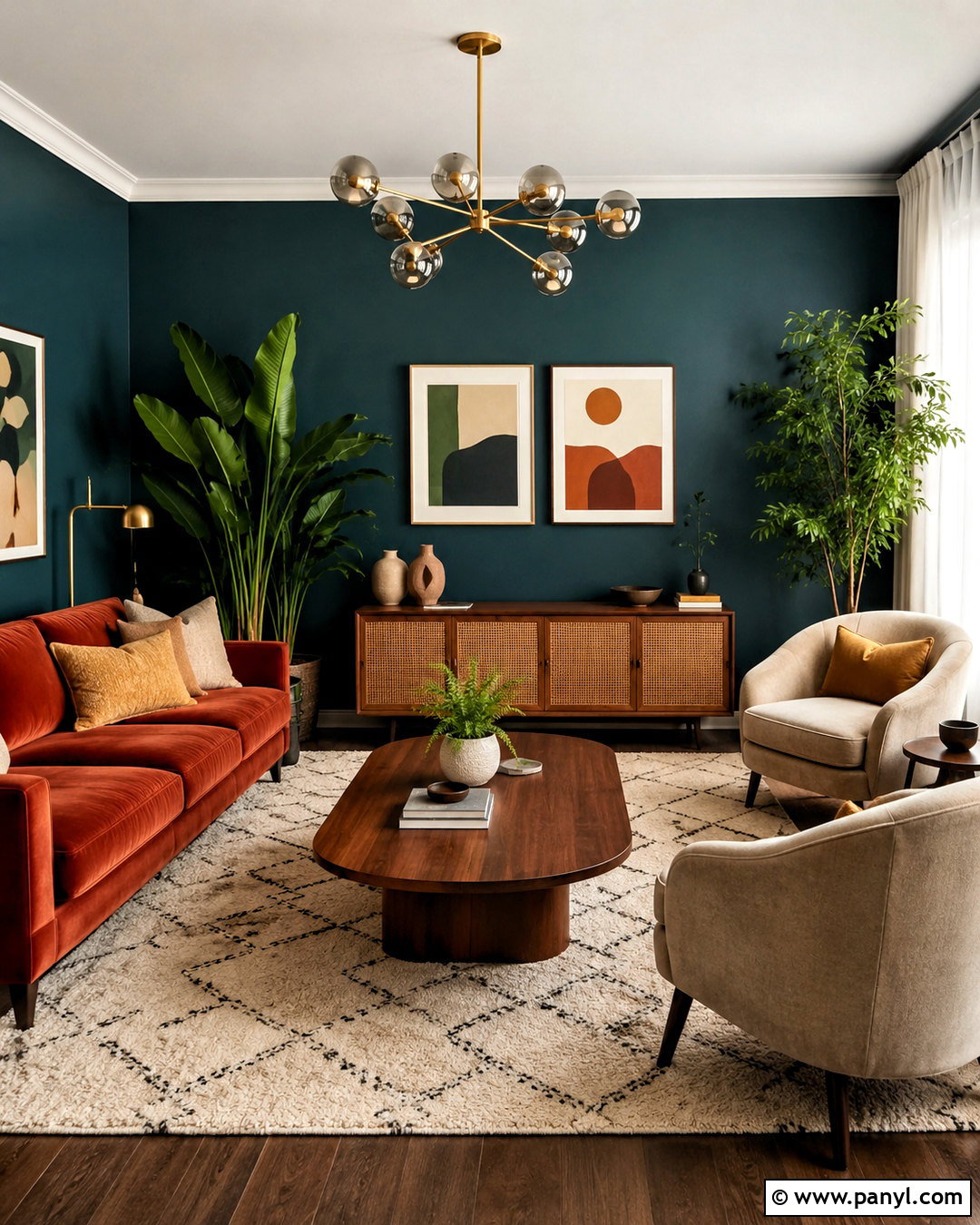 Deep Teal Dark Wall Living Room - 20 dark wall living room ideas