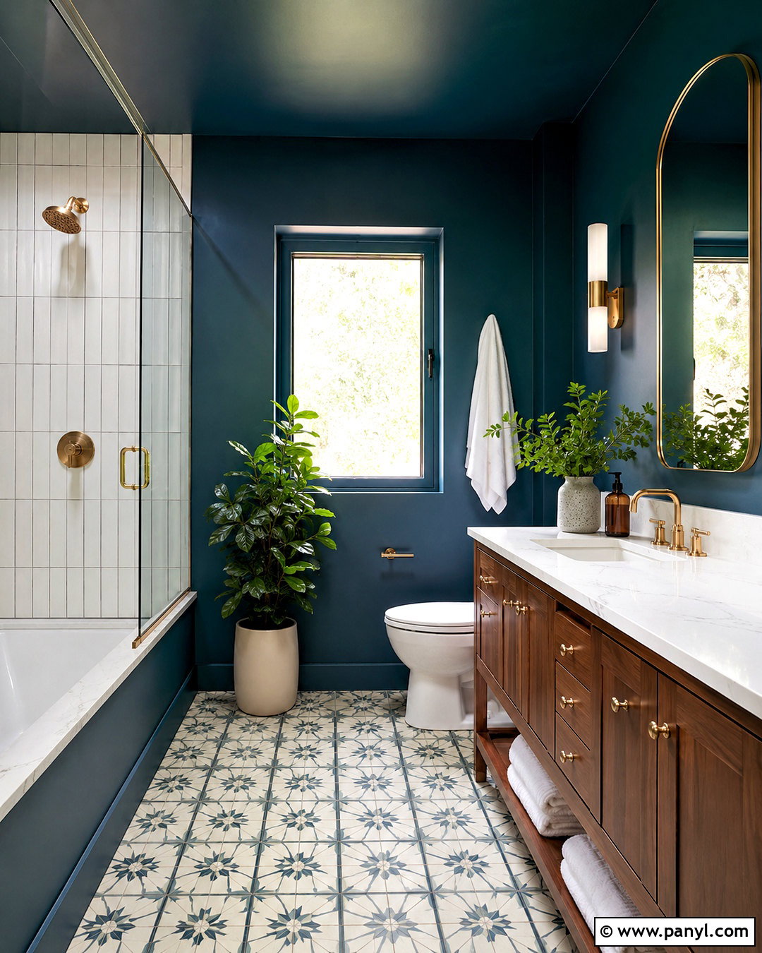 Deep Teal Dark Walls Bathroom - 40 dark walls