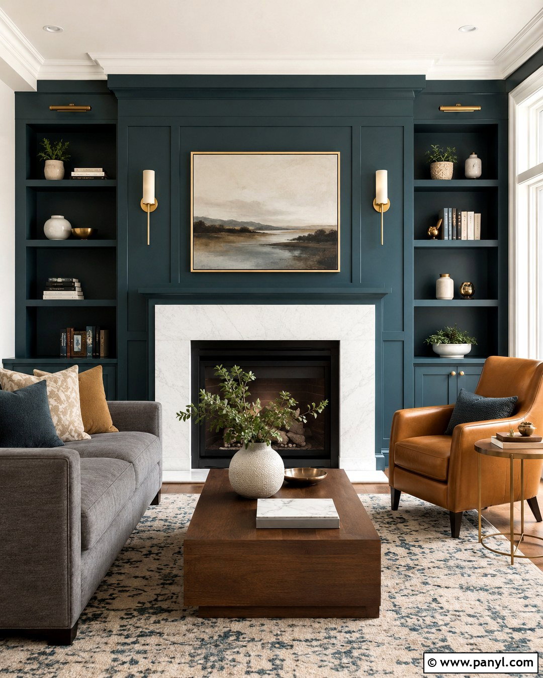 Deep Teal Fireplace Wall - 20 Accent Color On Fireplace Wall Ideas