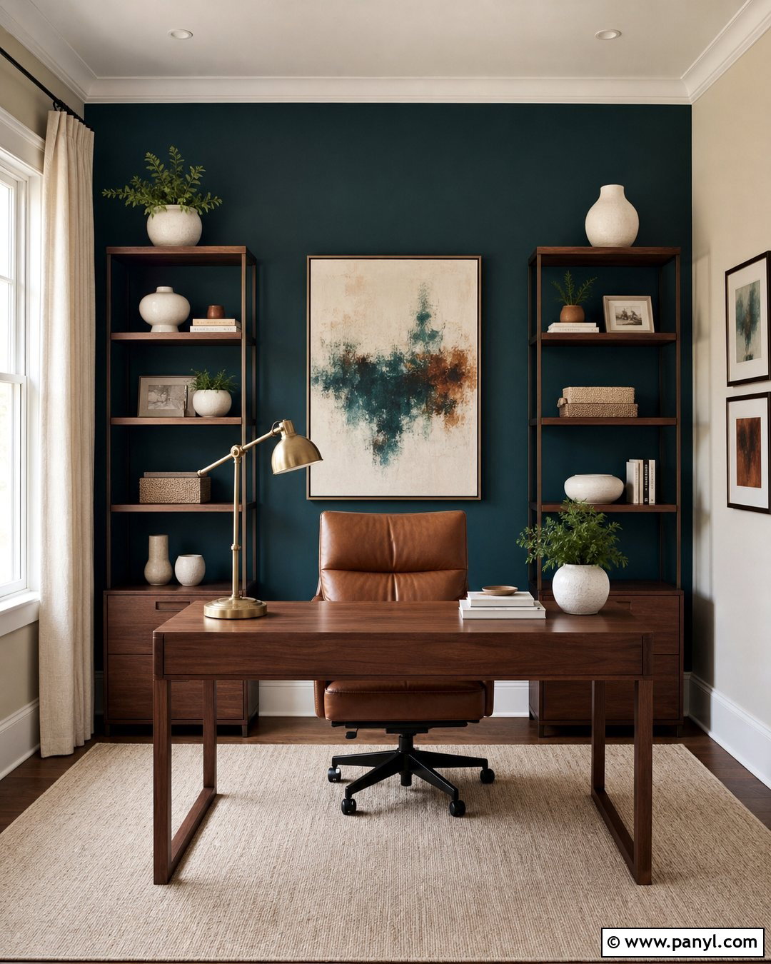 Deep Teal Home Office Accent Wall - 25 Home Office Accent Wall Color Ideas