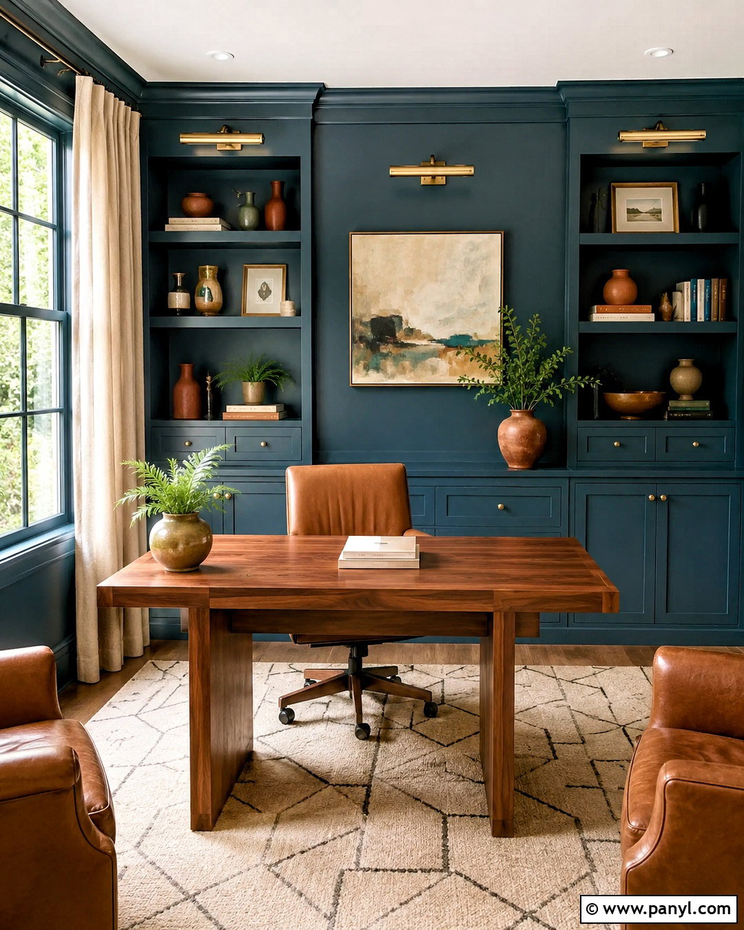 Deep Teal Home Office Wall Color - 40 Room Wall Color Ideas