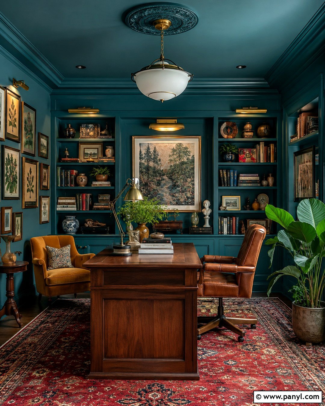 Deep Teal Home Office Walls - 20 Maximalist Wall Color Ideas