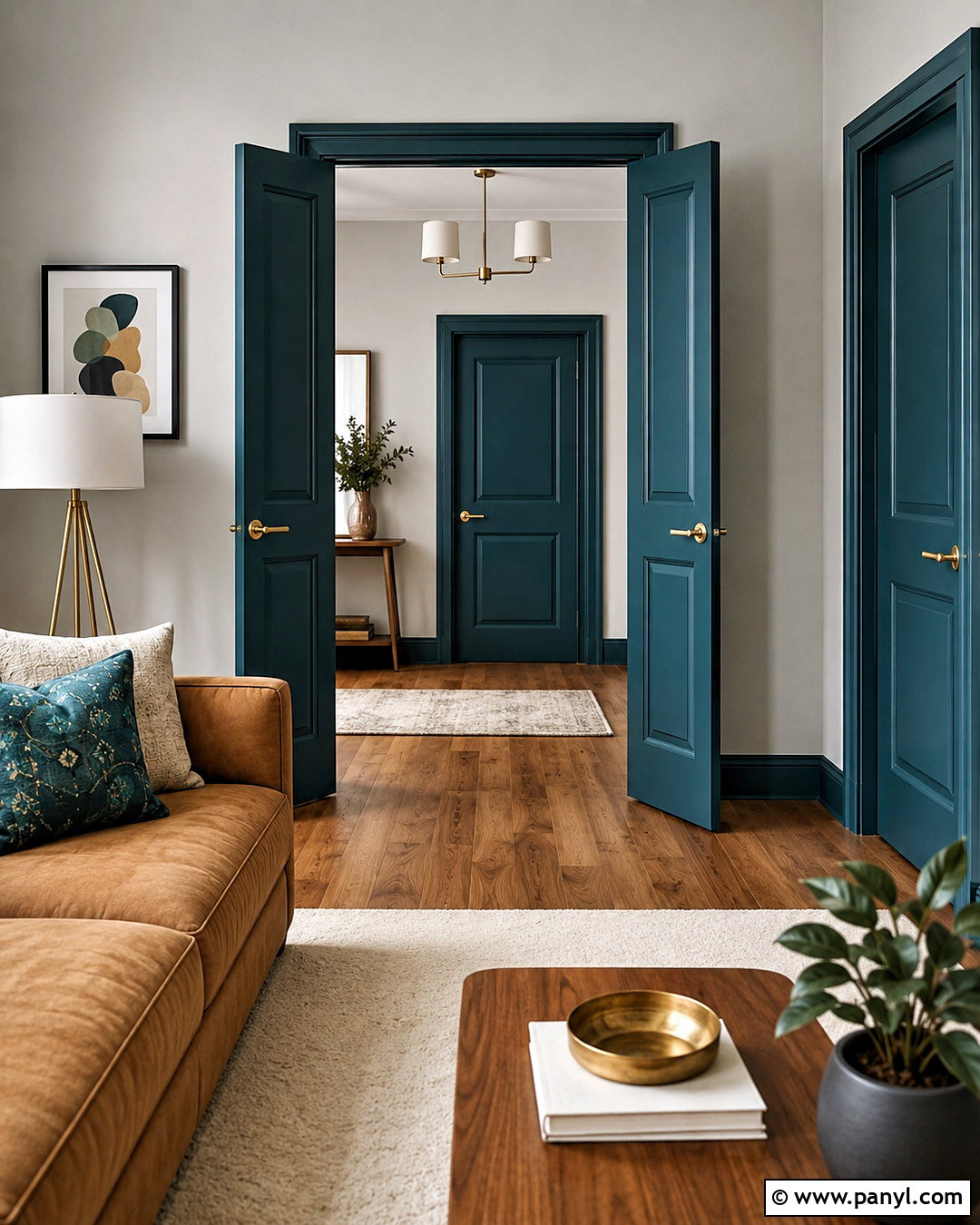 Deep Teal Interior Doors With Pale Gray Walls - 20 painted interior doors colour schemes