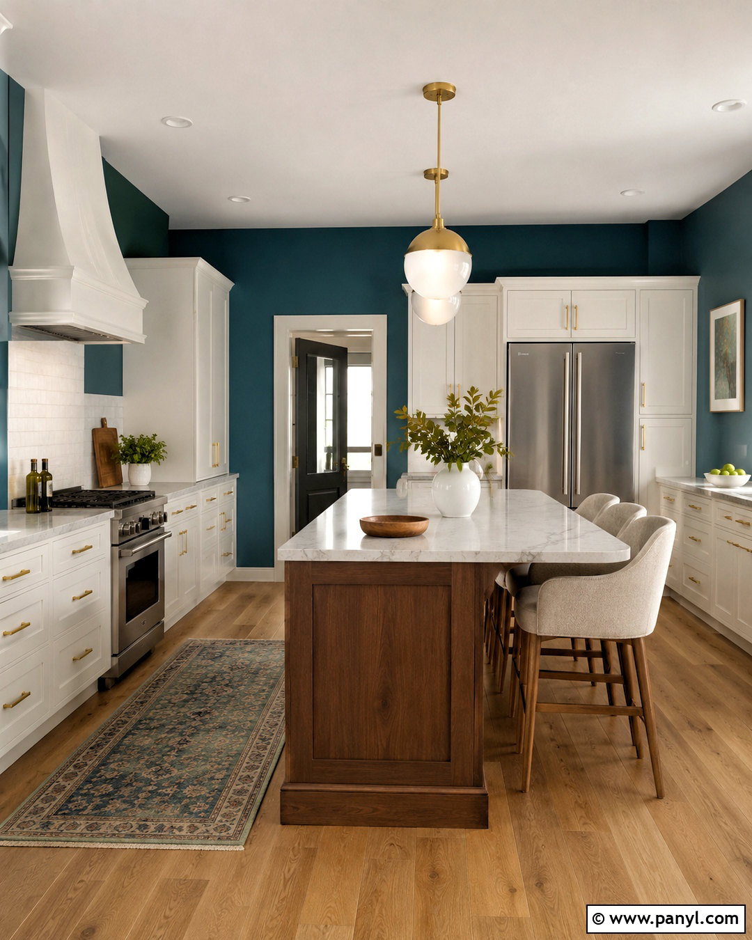 Deep Teal Kitchen Walls With White Cabinets - 40 kitchen wall color ideas