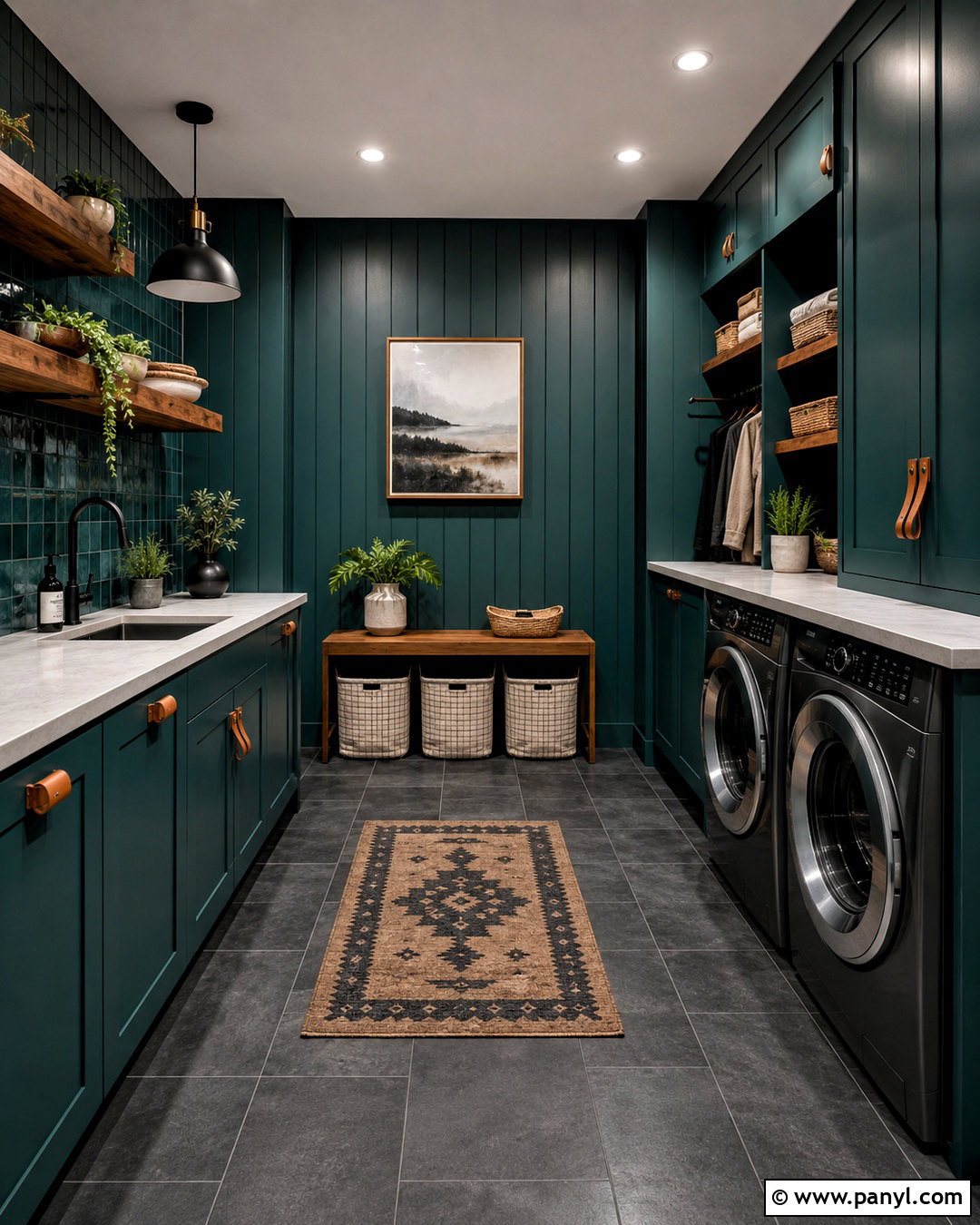 Deep Teal Laundry Room - 20 moody laundry room ideas