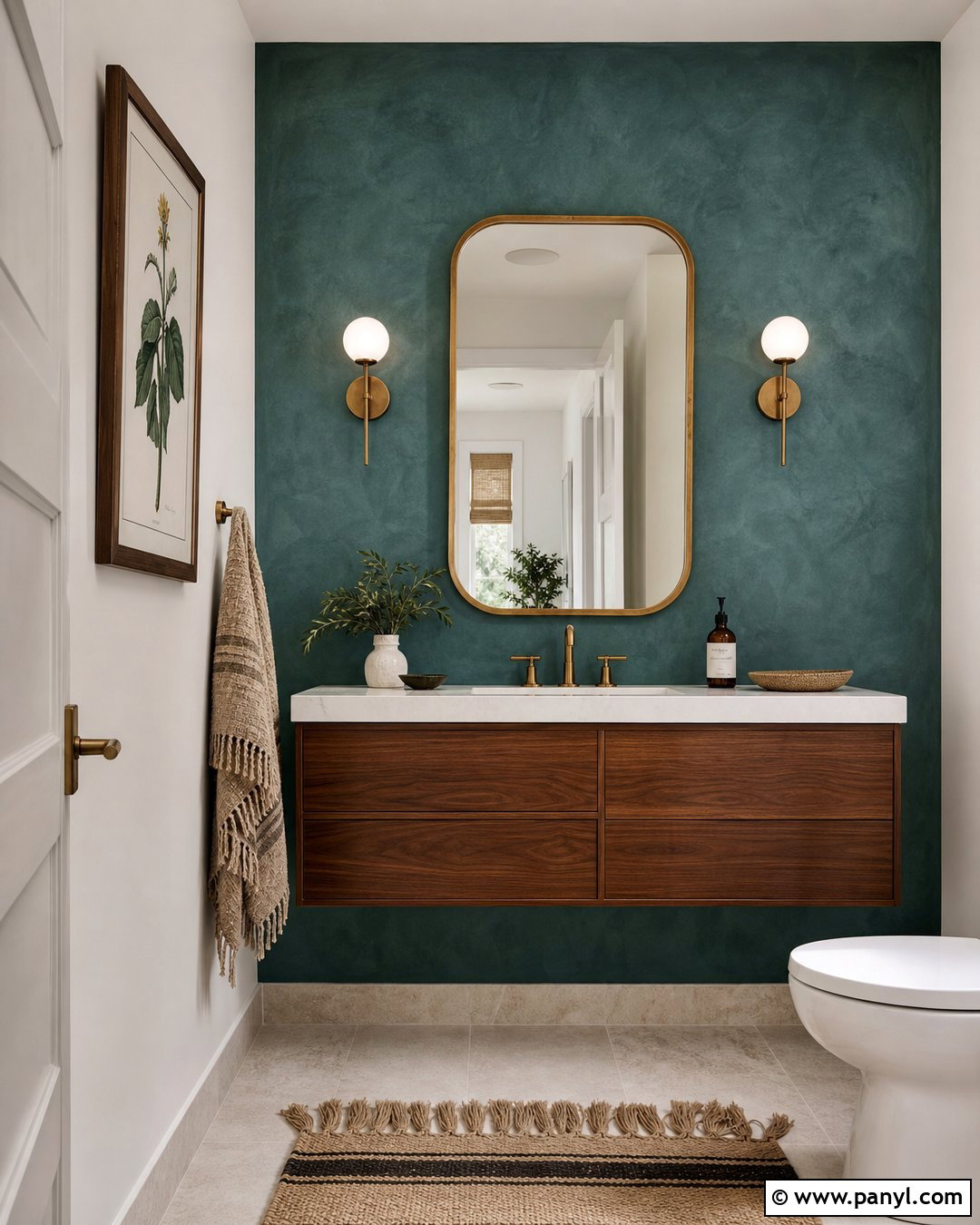 Deep Teal Limewash Powder Room Wall - 35 limewash accent wall ideas