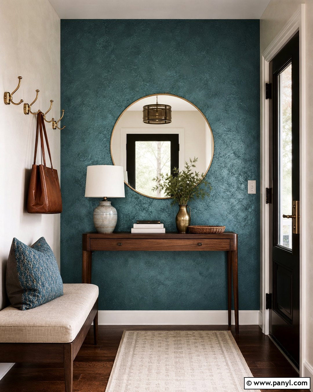 Deep Teal Metallic Texture Wall - 30 texture colour wall ideas