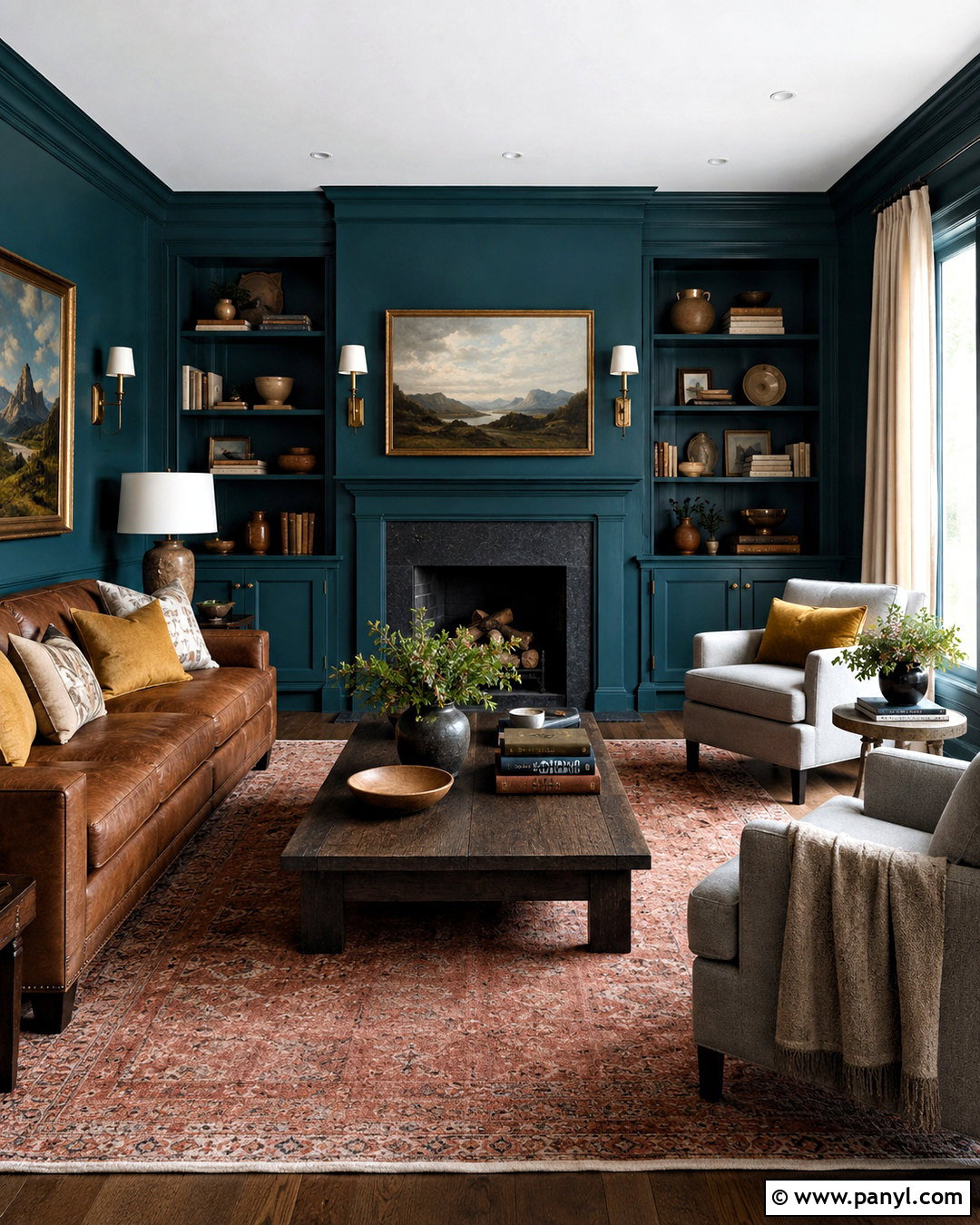 Deep Teal Moody Living Room - 20 moody living room ideas