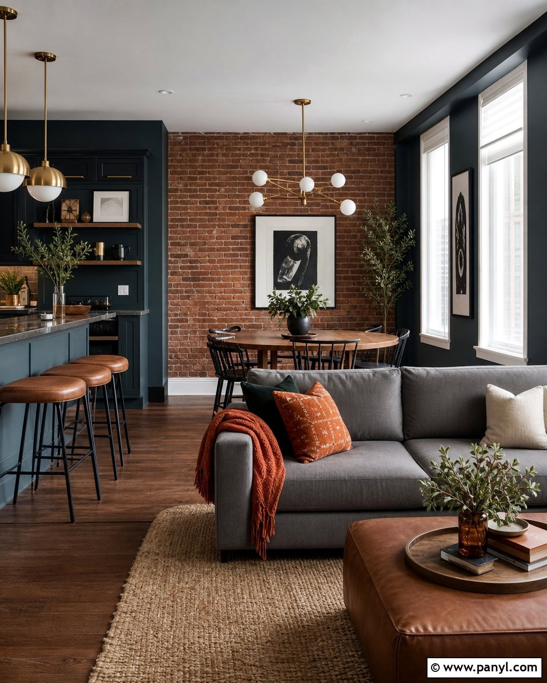 Deep Teal Paint With Brick Wall - 20 Brick Wall Paint Matching Ideas