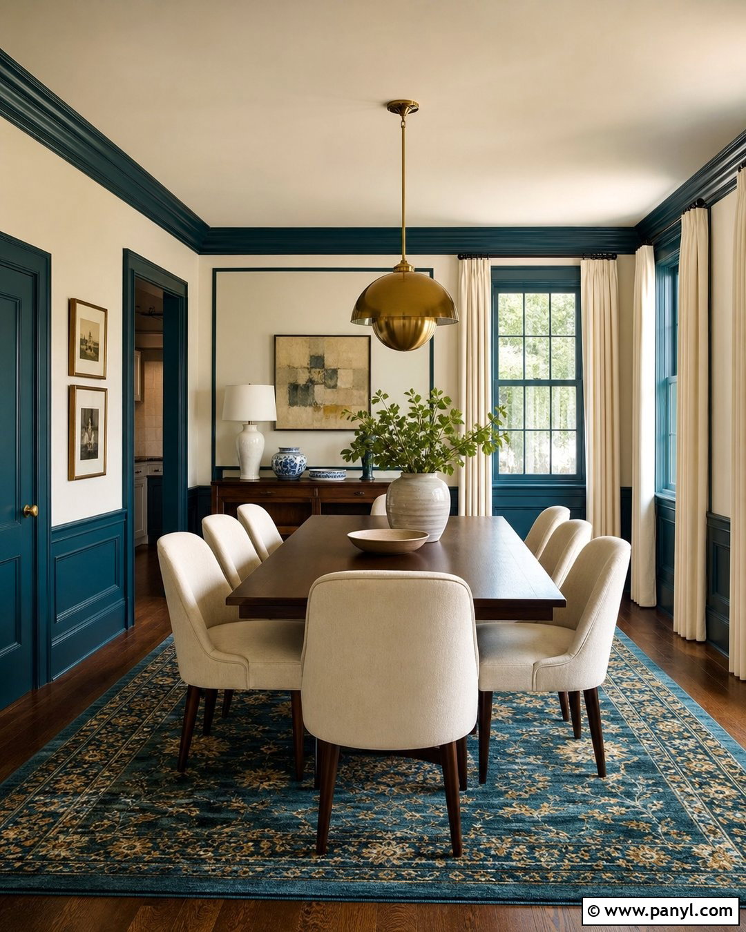 Deep Teal Painted Trim With White Walls - 30 painted trim white walls