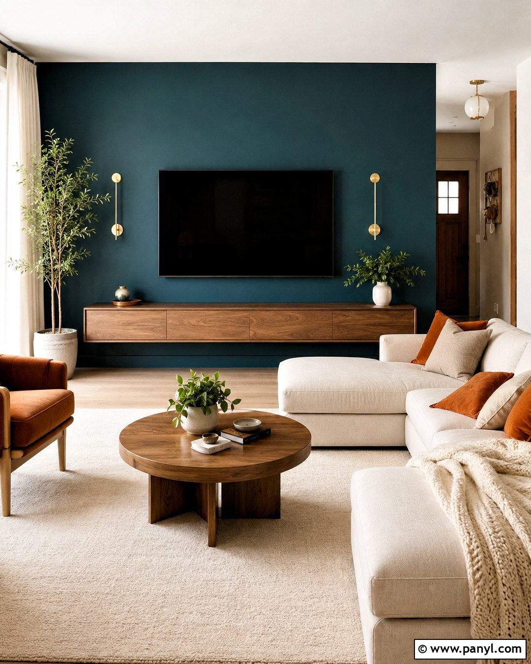 Deep Teal TV Wall - 35 tv wall color ideas