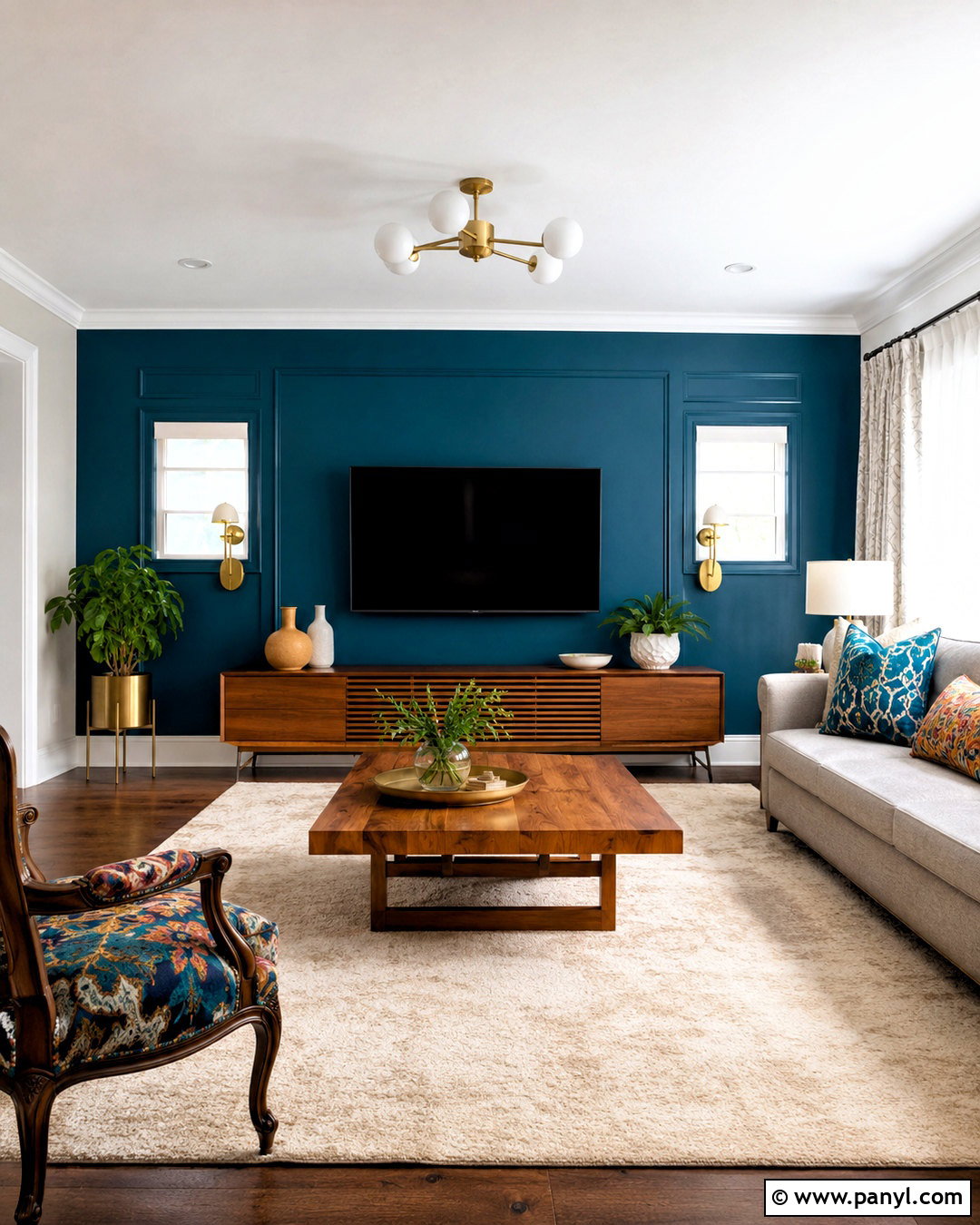 Deep Teal TV Wall - 20 Wall Paint For Tv Wall Ideas