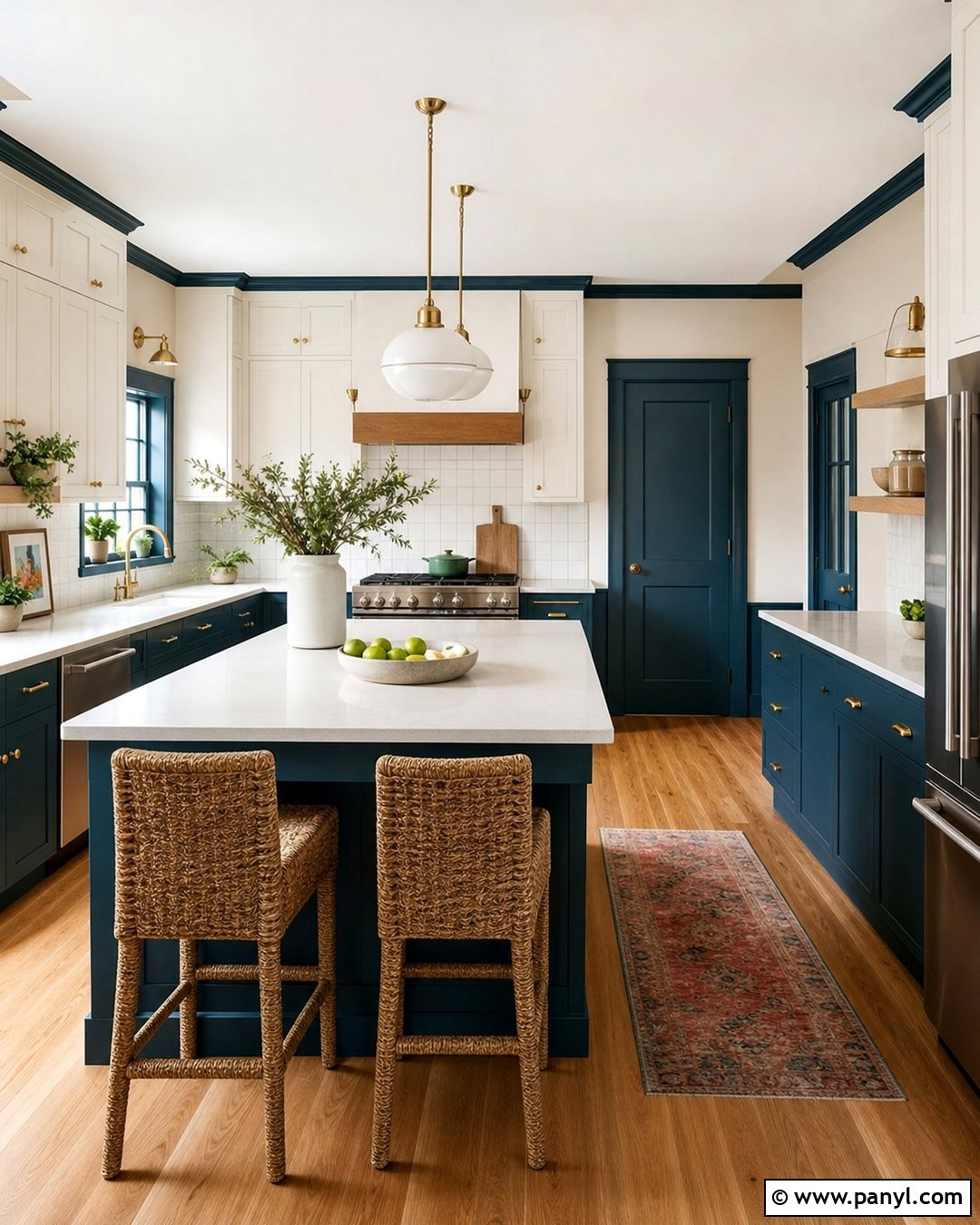 Deep Teal Trim With Ivory Kitchen Walls - 45 darker trim lighter walls