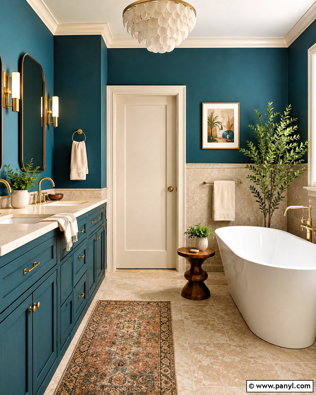 Deep Teal Walls With Beige Bathroom Tiles - 20 What Color Goes With Beige Bathroom Tiles