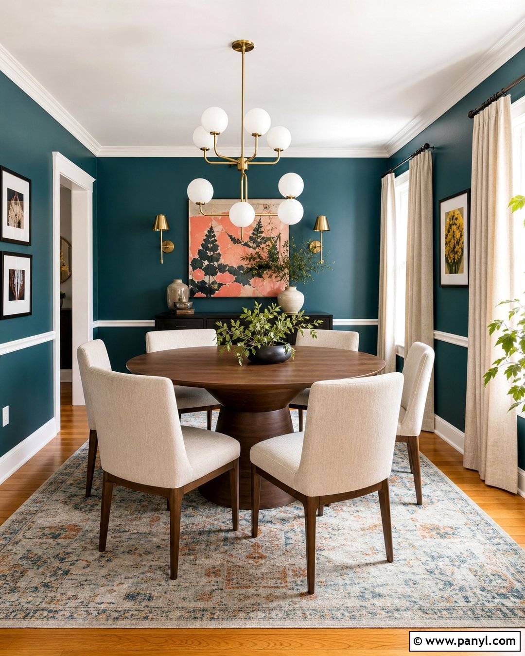 Deep Teal Walls With Honey Oak Floors - 25 Wall Color Combination With Wooden Floor Ideas