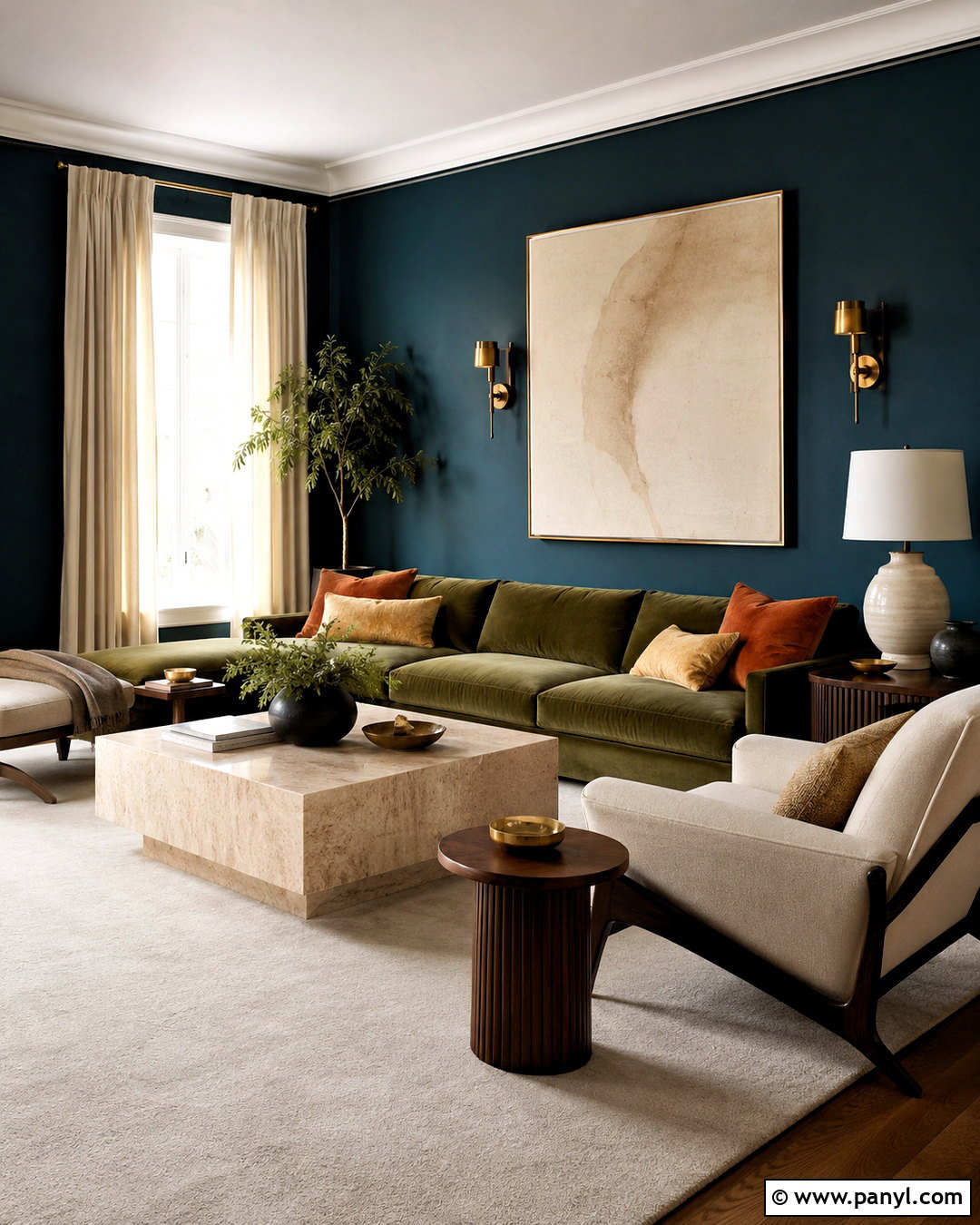 Deep Teal Walls With Olive Green Couch - 20 Wall Color For Olive Green Couch Ideas