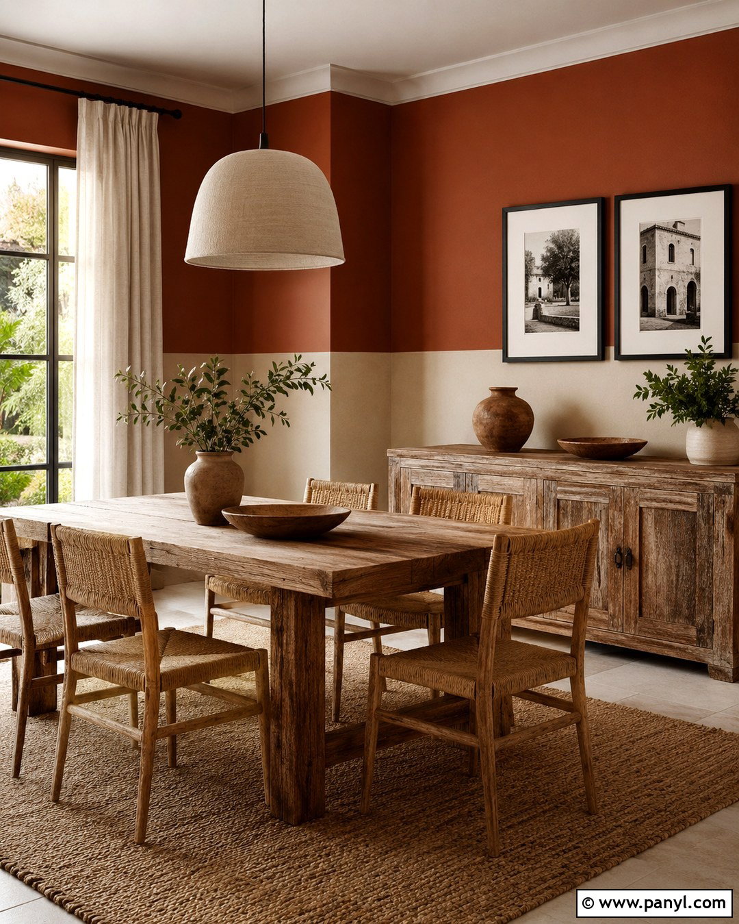 Deep Terracotta And Ivory Dining Room Walls - 20 Two Tone Walls Dark On Top Ideas