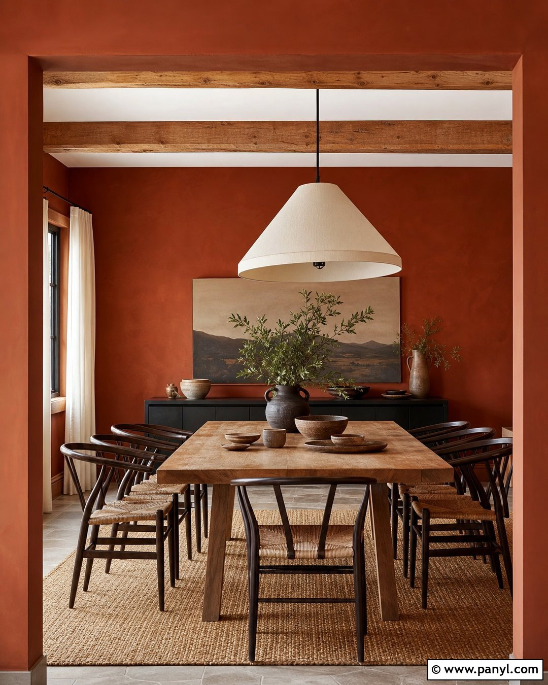 Deep Terracotta Dining Room Walls - 30 dark wall paint ideas