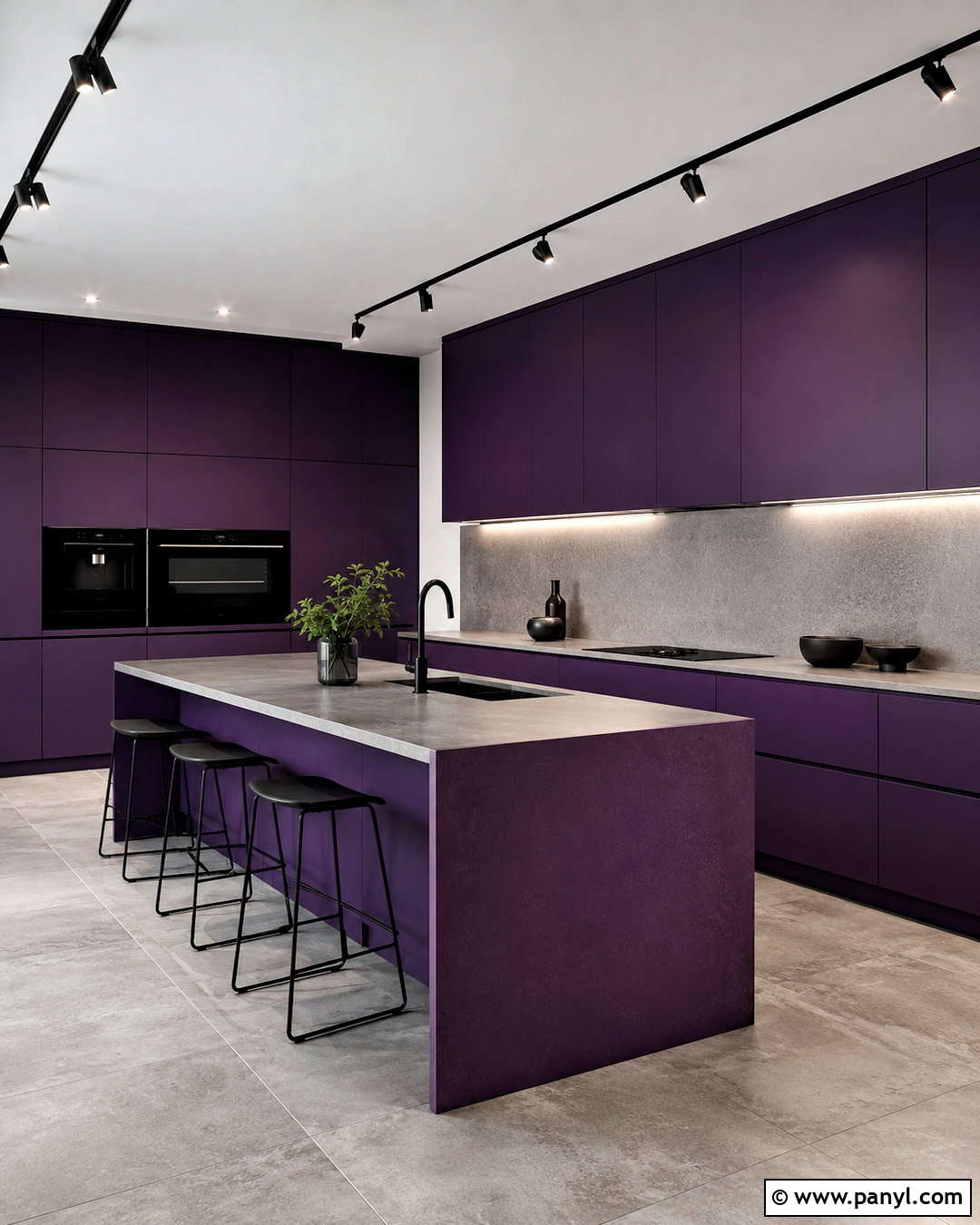 Deep Violet Modern Kitchen - 20 purple kitchen designs