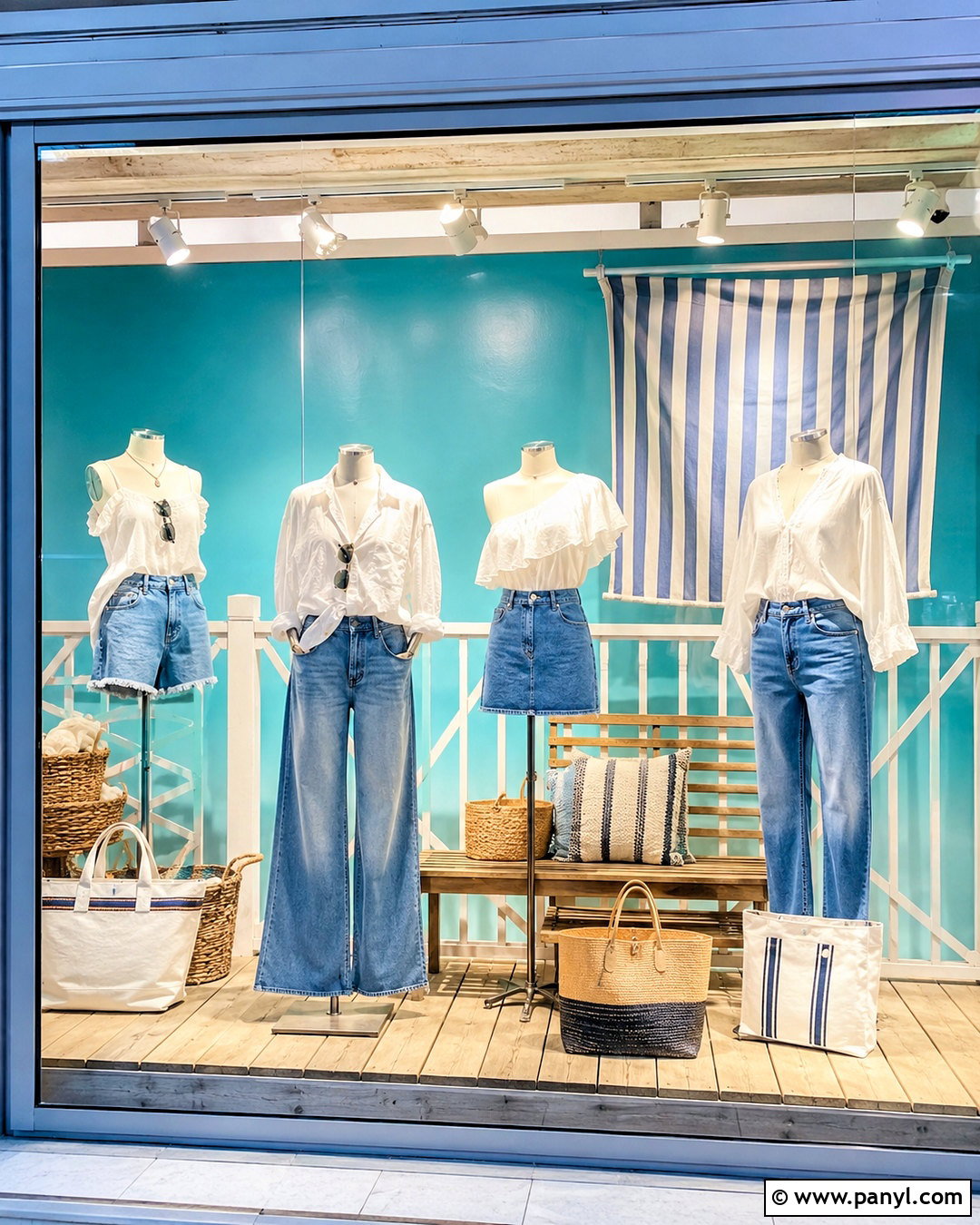 Denim Beach Boardwalk Window Display - 20 denim window display ideas