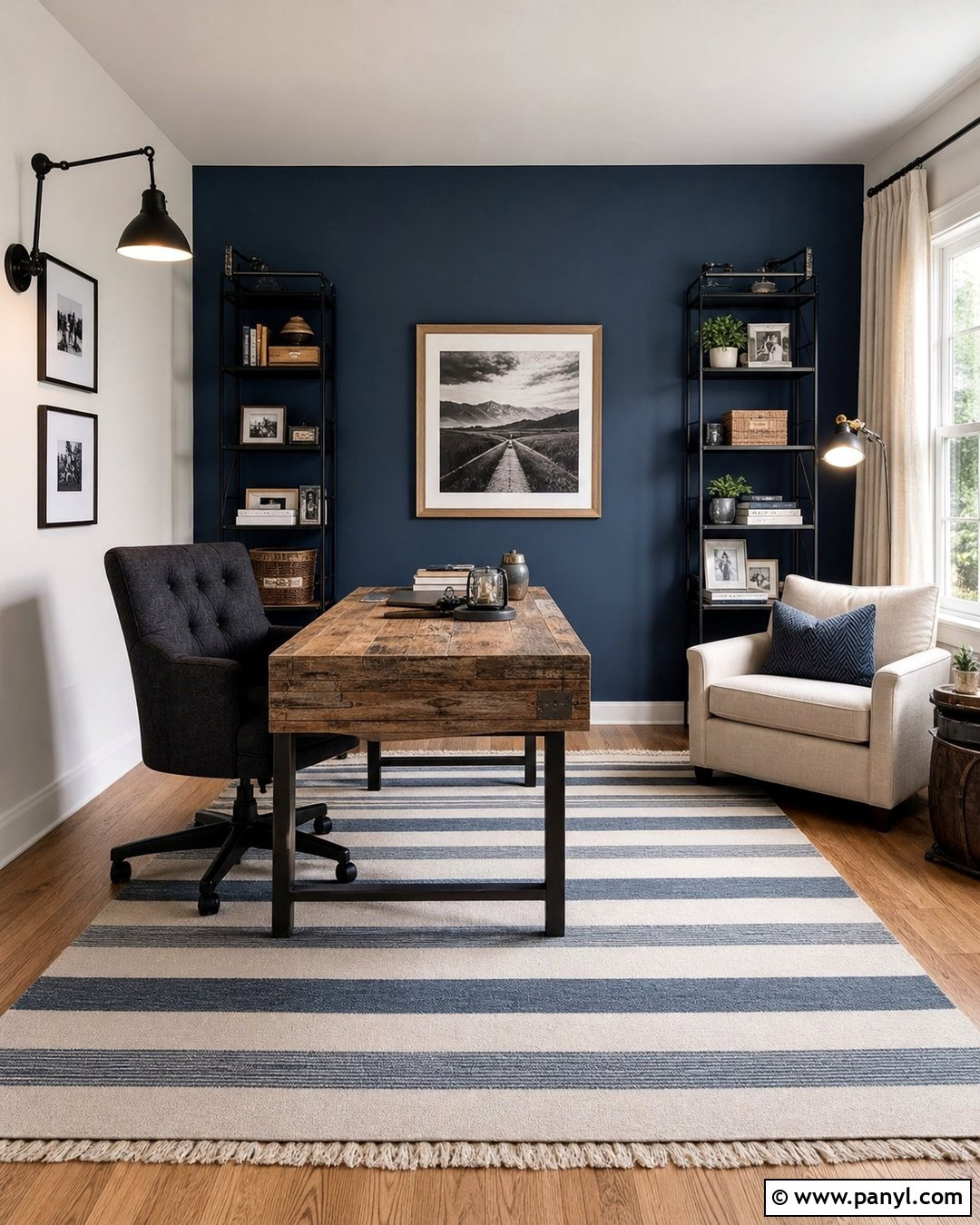 Denim Blue Accent Wall Study Room - 20 Blue Accent Wall Study Room Ideas