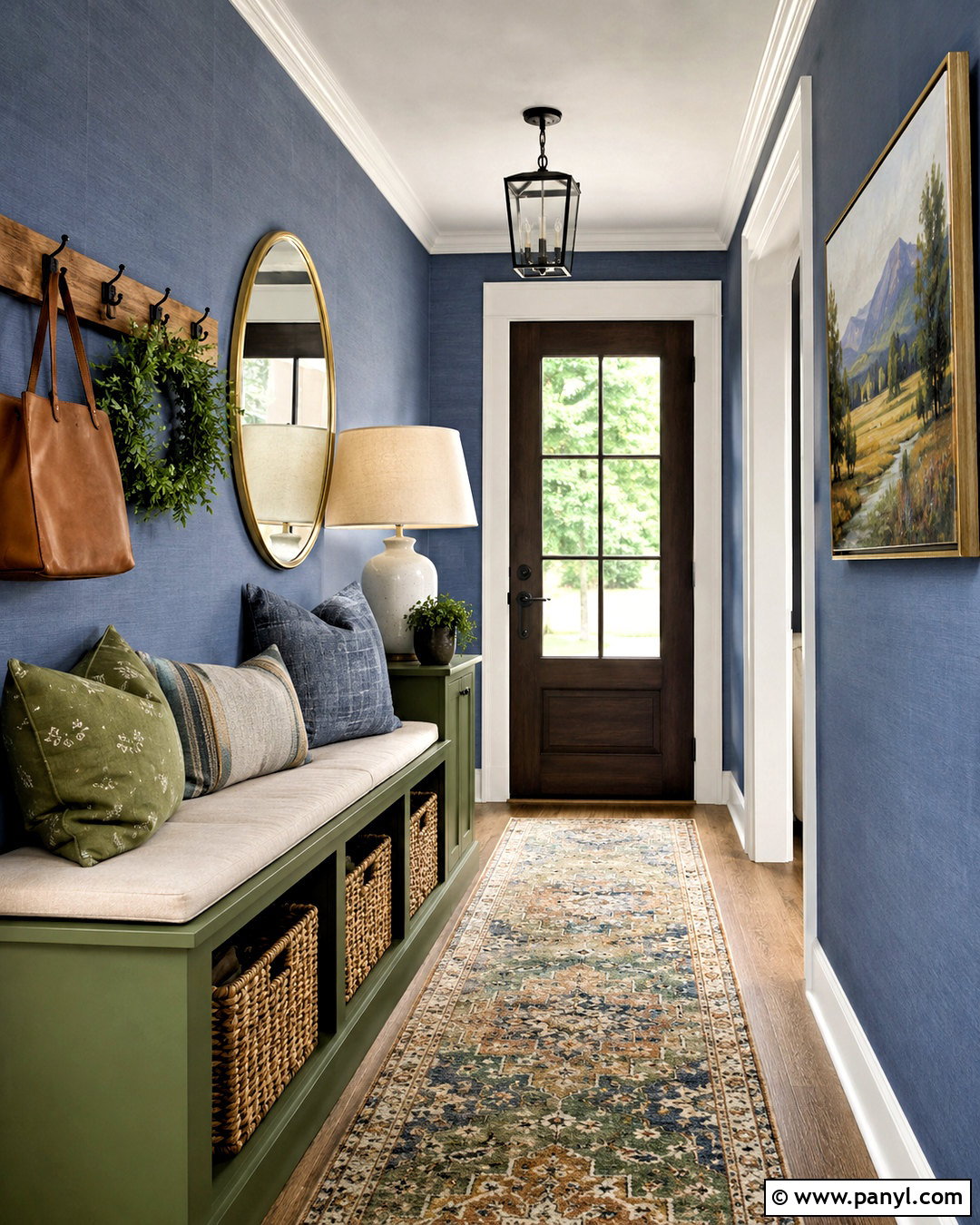 Denim Blue And Moss Green Entryway - 20 blue and green color scheme ideas