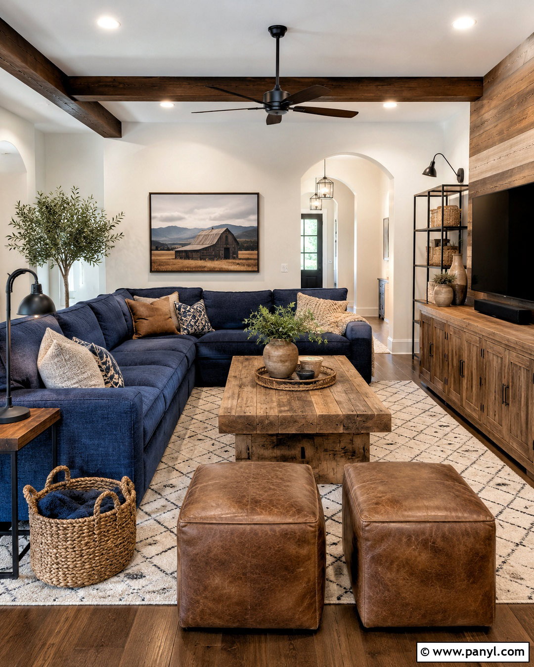 Denim Blue And Rustic Brown Family Room - 20 brown and blue color palette ideas