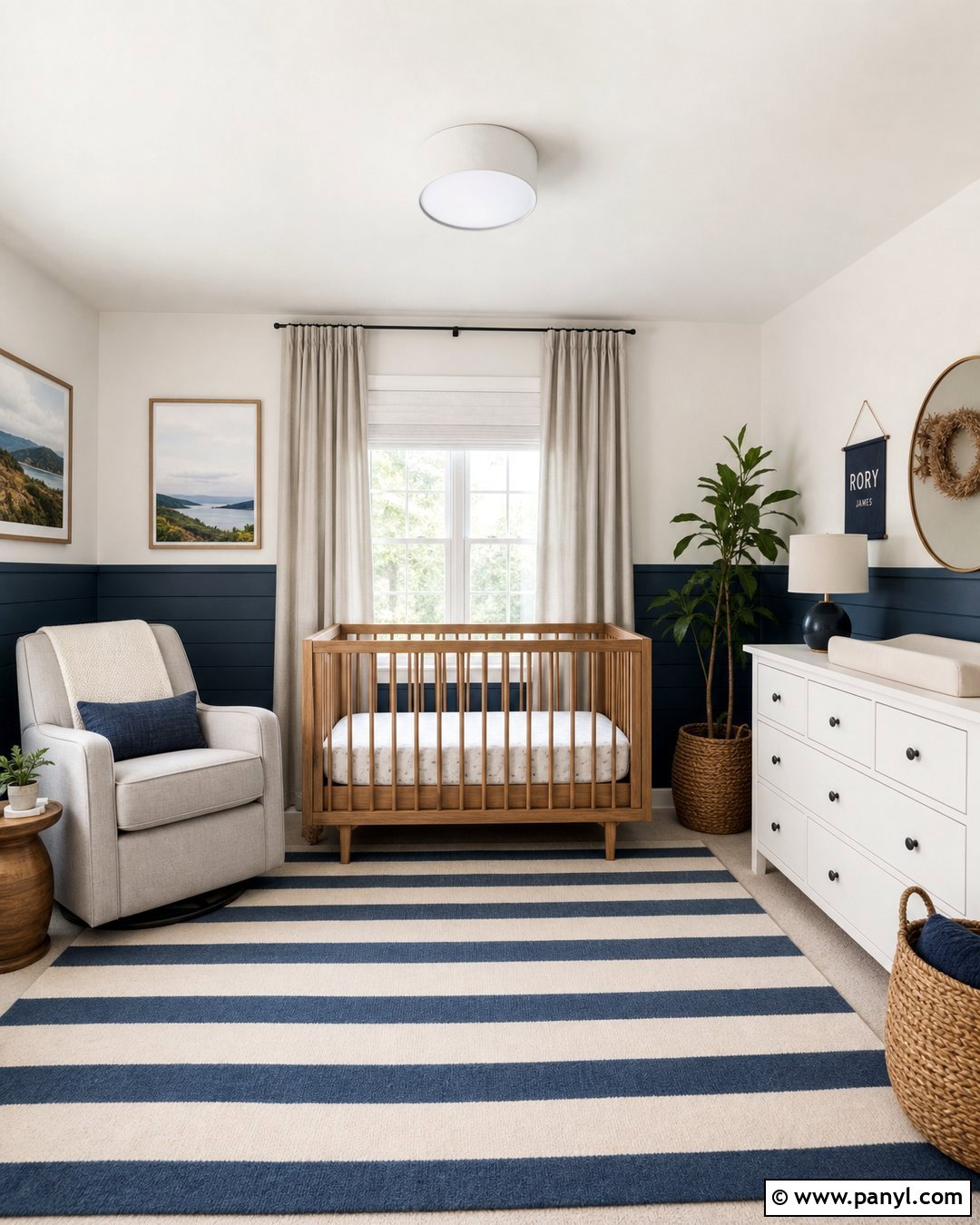 Denim Blue And White Nursery Walls - 25 Two Tone Nursery Walls