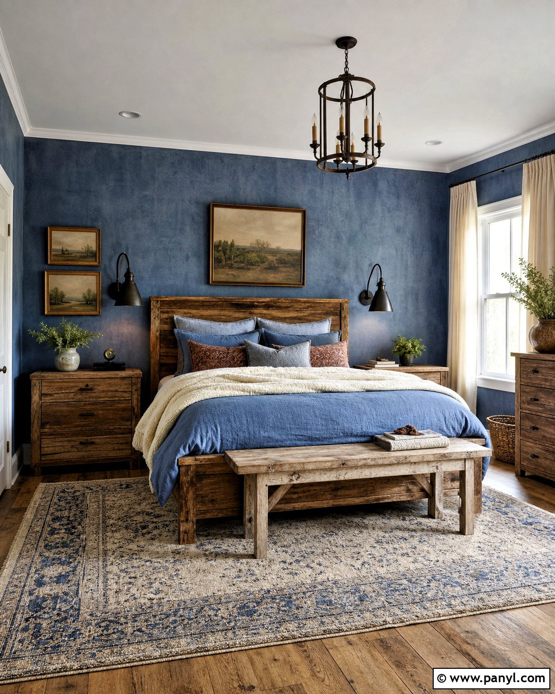 Denim Blue Bedroom With Rustic Wood - 20 blue paint bedroom ideas