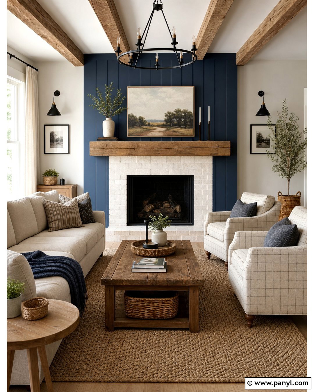 Denim Blue Farmhouse Fireplace Wall - 30 blue fireplace wall ideas