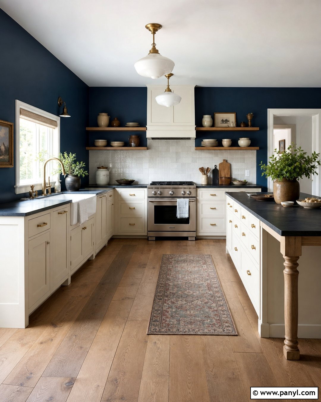 Denim Blue Kitchen Walls With Farmhouse Cabinets - 45 blue kitchen walls