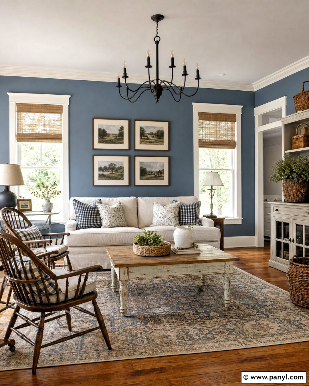 Denim Blue Living Room Walls With Farmhouse Decor - 20 blue living room walls