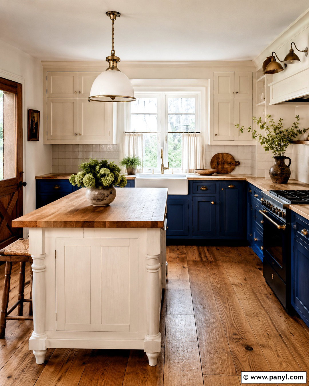 Denim Blue Lower Cabinets With Butcher Block Counters - 20 blue lower cabinets white upper ideas