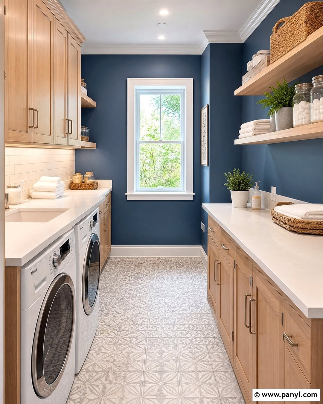 Denim Blue Satin Laundry Room Walls - 30 satin paint on walls
