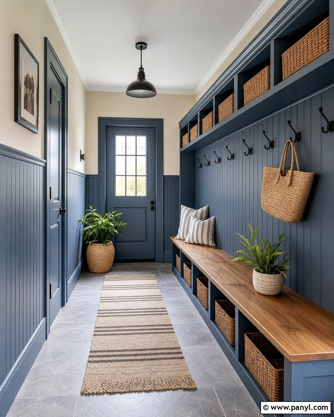 Denim Blue Wainscoting Mudroom - 35 blue wainscoting ideas
