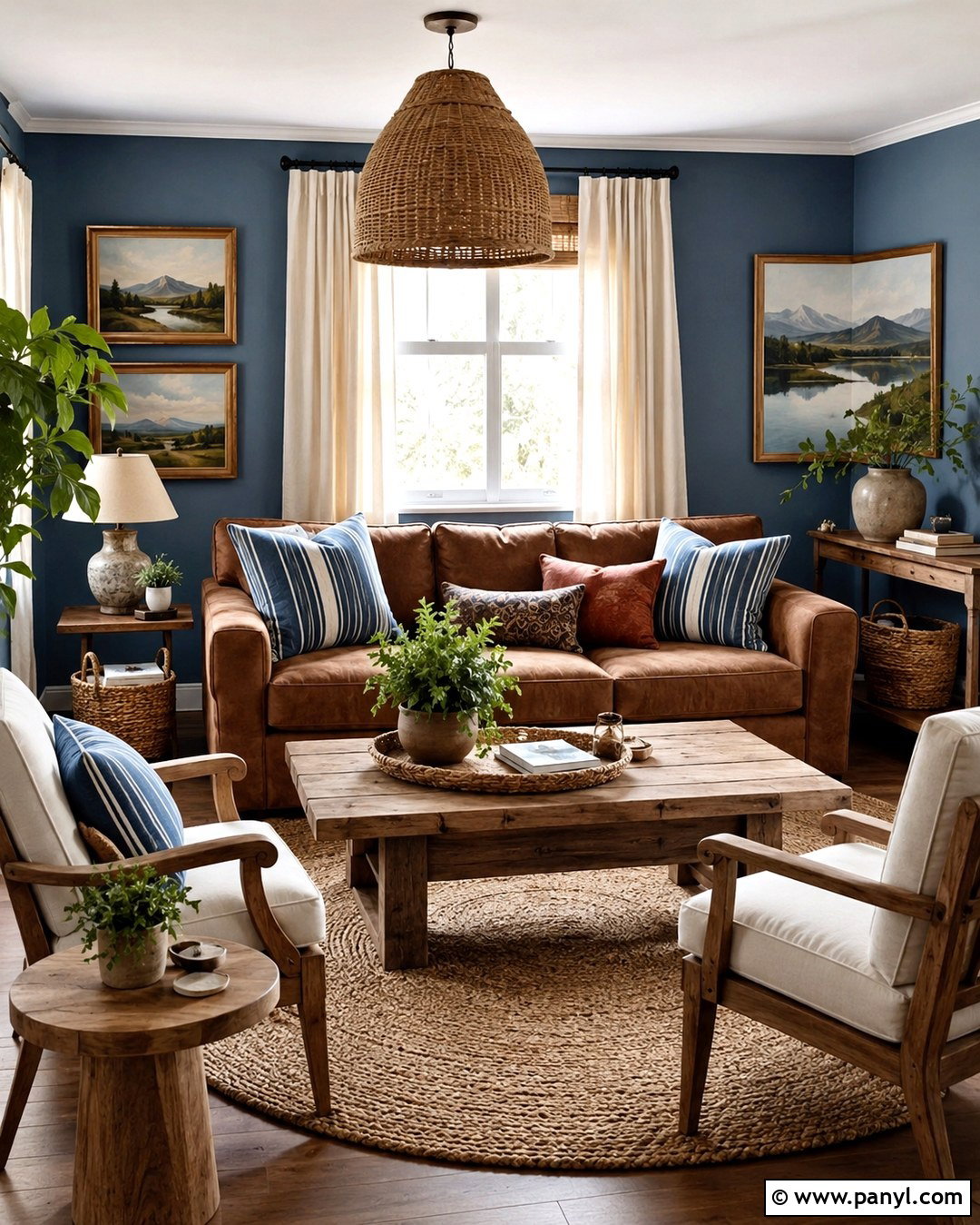Denim Blue Walls With Brown Suede Couch - 20 Blue Wall Brown Couch Ideas