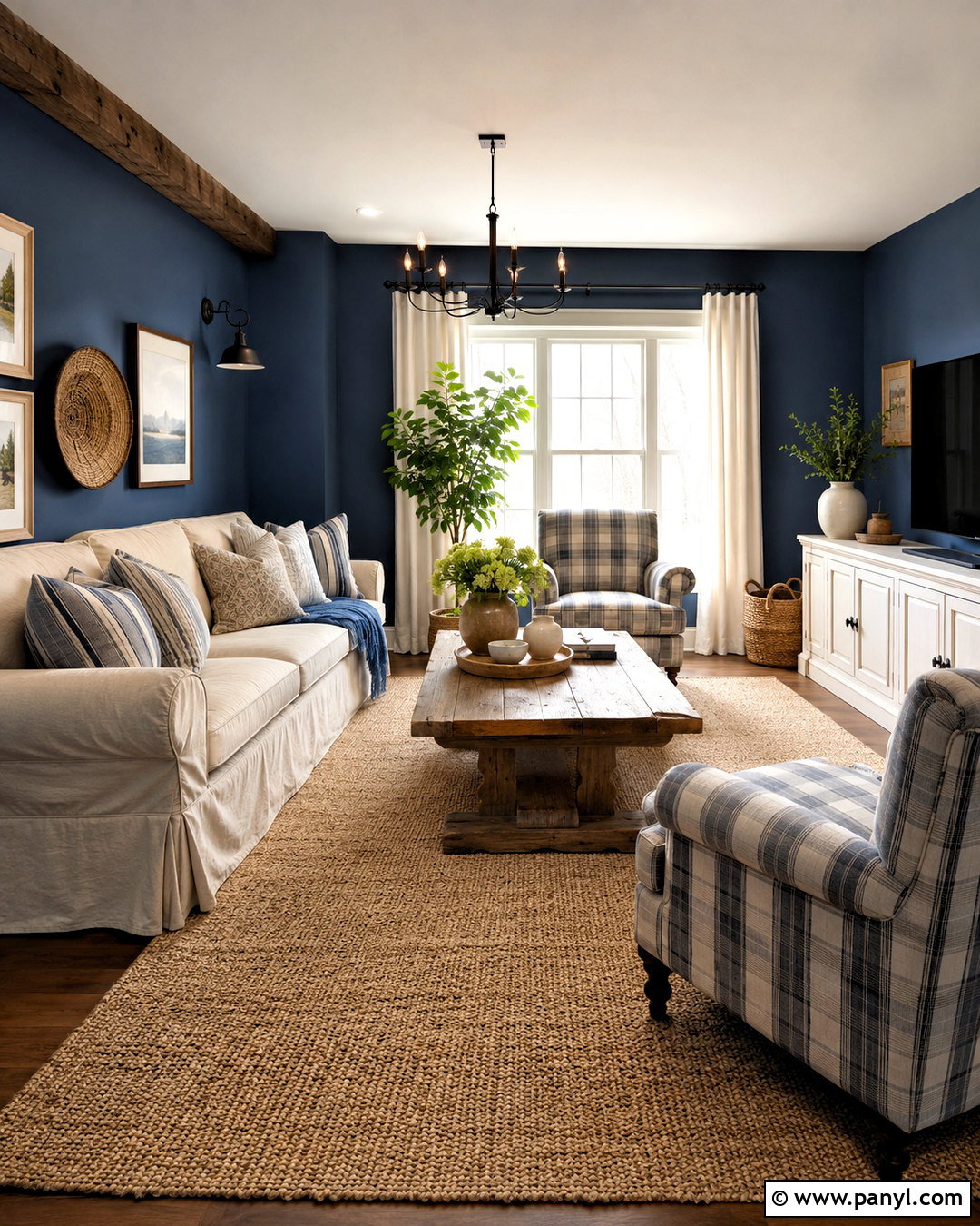 Denim Blue Walls With Farmhouse Decor - 20 blue walls living room ideas