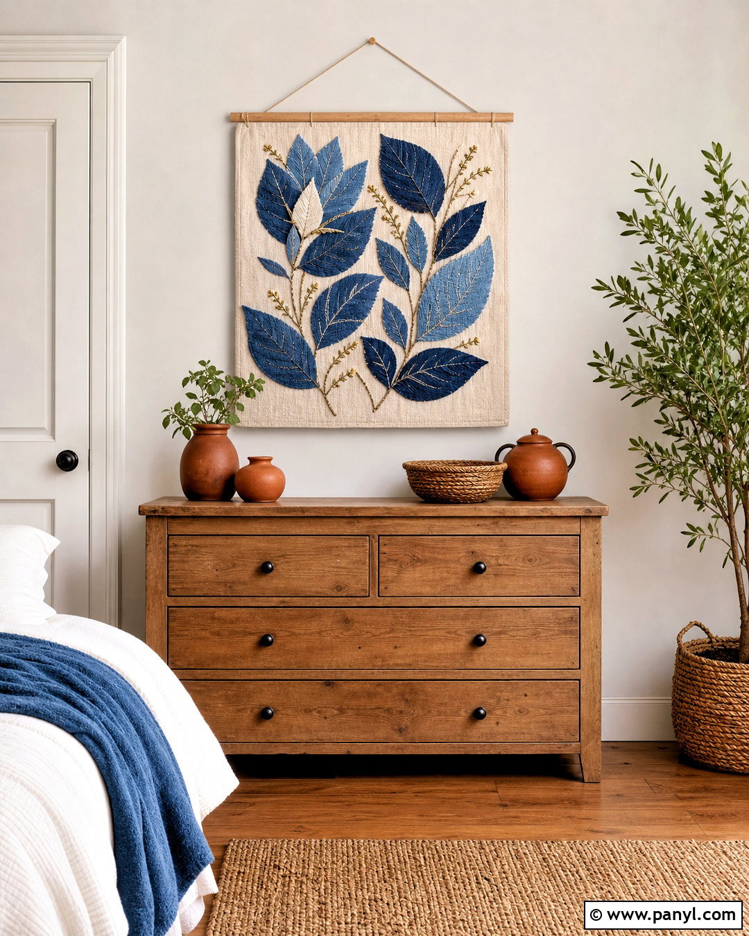 Denim Botanical Wall Hanging - 20 jean wall ideas